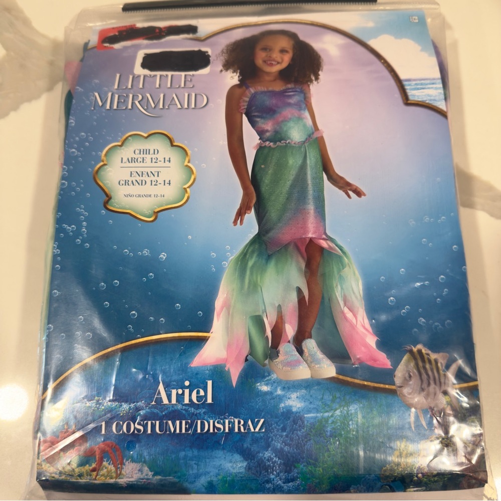 Disney The Little Mermaid Child Ariel Halloween Costume large 12-14 Brand‎ New